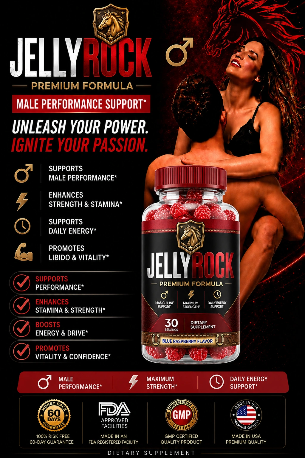 Jelly Rock Natural Male Vitality Supplement 6 Bottle Pack